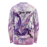 Personalized Polynesian Lupus Awareness Long Sleeve Shirt Butterfly Hologram Lupus Warrior LT01 - Polynesian Pride