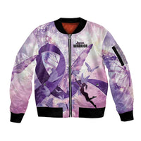Personalized Polynesian Lupus Awareness Sleeve Zip Bomber Jacket Butterfly Hologram Lupus Warrior LT01 Unisex Purple - Polynesian Pride