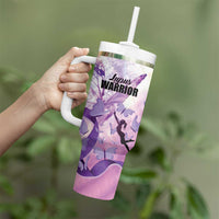 Personalized Polynesian Lupus Awareness Tumbler With Handle Butterfly Hologram Lupus Warrior LT01 - Polynesian Pride