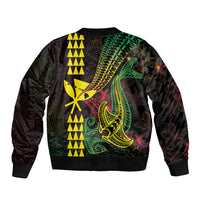 Hawaii Kakau Hammerhead Shark Bomber Jacket Neon Plumeria Pattern