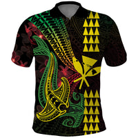 Hawaii Kakau Hammerhead Shark Polo Shirt Neon Plumeria Pattern