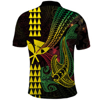 Hawaii Kakau Hammerhead Shark Polo Shirt Neon Plumeria Pattern
