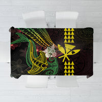 Hawaii Kakau Hammerhead Shark Tablecloth Neon Plumeria Pattern