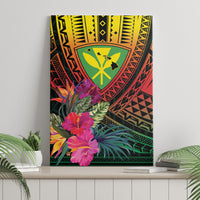 Hawaii Kanaka Maoli Flag Day Canvas Wall Art Tropical Flowers