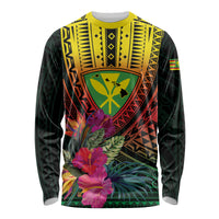 Hawaii Kanaka Maoli Flag Day Long Sleeve Shirt Tropical Flowers
