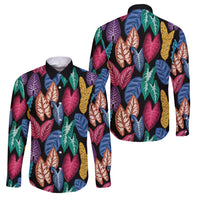 Hawaii Colorful Tropical Leaves Family Matching Summer Maxi Dress and Hawaiian Shirt