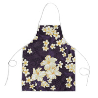 Hawaii Hibiscus Plumeria Purple Apron Polynesian Pattern