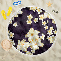 Hawaii Hibiscus Plumeria Purple Beach Blanket Polynesian Pattern