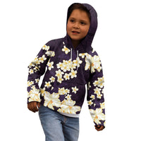 Hawaii Hibiscus Plumeria Purple Kid Hoodie Polynesian Pattern