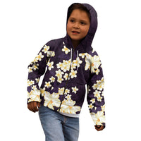 Hawaii Hibiscus Plumeria Purple Kid Hoodie Polynesian Pattern