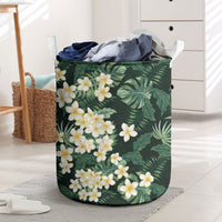 Hawaii Plumeria Tropical Leaves Laundry Basket Monstera Calathea Palm Fronds