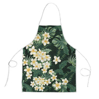 Hawaii Plumeria Tropical Leaves Apron Monstera Calathea Palm Fronds