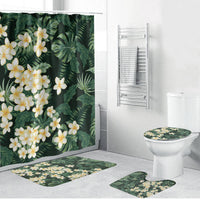 Hawaii Plumeria Tropical Leaves Bathroom Set Monstera Calathea Palm Fronds
