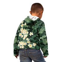 Hawaii Plumeria Tropical Leaves Kid Hoodie Monstera Calathea Palm Fronds