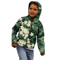 Hawaii Plumeria Tropical Leaves Kid Hoodie Monstera Calathea Palm Fronds