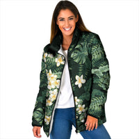 Hawaii Plumeria Tropical Leaves Padded Jacket Monstera Calathea Palm Fronds