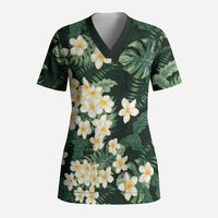 Hawaii Plumeria Tropical Leaves Scrub Top Monstera Calathea Palm Fronds
