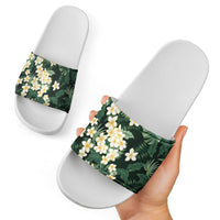 Hawaii Plumeria Tropical Leaves Slide Sandals Monstera Calathea Palm Fronds