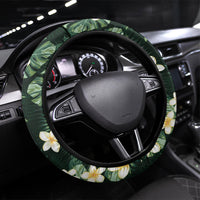 Hawaii Plumeria Tropical Leaves Steering Wheel Cover Monstera Calathea Palm Fronds