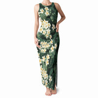 Hawaii Plumeria Tropical Leaves Tank Maxi Dress Monstera Calathea Palm Fronds