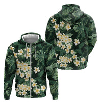 Hawaii Plumeria Tropical Leaves Zip Hoodie Monstera Calathea Palm Fronds