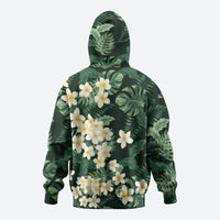 Hawaii Plumeria Tropical Leaves Zip Hoodie Monstera Calathea Palm Fronds
