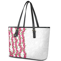 Hawaii Aalii Lei Leather Tote Bag Aalii Ku Makani
