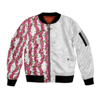 Hawaii Aalii Lei Sleeve Zip Bomber Jacket Aalii Ku Makani