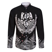 Custom New Zealand Rugby Family Matching Short Sleeve Bodycon Dress and Hawaiian Shirt NZ Opango Forever Silver Fern Heart LT01 Dad's Shirt - Long Sleeve Black - Polynesian Pride