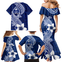 Hafa Adai Guam Family Matching Mermaid Dress and Hawaiian Shirt Polynesian Floral Blue Pattern LT01 - Polynesian Pride