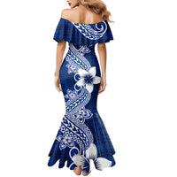 Hafa Adai Guam Family Matching Mermaid Dress and Hawaiian Shirt Polynesian Floral Blue Pattern LT01 - Polynesian Pride