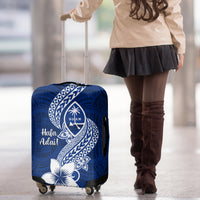 Hafa Adai Guam Luggage Cover Polynesian Floral Blue Pattern LT01 - Polynesian Pride