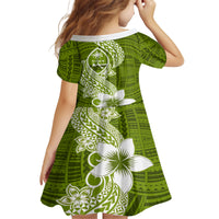 Hafa Adai Guam Family Matching Off Shoulder Maxi Dress and Hawaiian Shirt Polynesian Olive Green Blue Pattern LT01 - Polynesian Pride