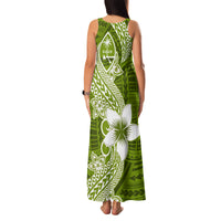 Hafa Adai Guam Family Matching Tank Maxi Dress and Hawaiian Shirt Polynesian Olive Green Blue Pattern LT01 - Polynesian Pride