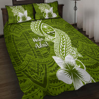 Hafa Adai Guam Quilt Bed Set Polynesian Olive Green Blue Pattern LT01 - Polynesian Pride