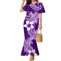 Hafa Adai Guam Family Matching Mermaid Dress and Hawaiian Shirt Polynesian Floral Purple Pattern LT01 Mom's Dress Purple - Polynesian Pride