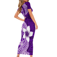 Hafa Adai Guam Short Sleeve Bodycon Dress Polynesian Floral Purple Pattern LT01 - Polynesian Pride