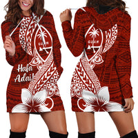Hafa Adai Guam Hoodie Dress Polynesian Floral Red Pattern LT01 - Polynesian Pride