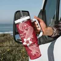 Hafa Adai Guam Tumbler With Handle Polynesian Floral Red Pattern