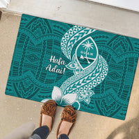 Hafa Adai Guam Rubber Doormat Polynesian Floral Teal Pattern LT01 - Polynesian Pride