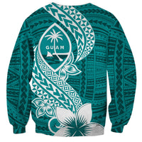 Hafa Adai Guam Sweatshirt Polynesian Floral Teal Pattern LT01 - Polynesian Pride