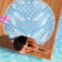 Baby Blue Mermaid Puakenikeni Maile Lei Beach Blanket