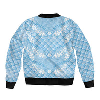 Baby Blue Mermaid Puakenikeni Maile Lei Bomber Jacket
