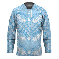 Baby Blue Mermaid Puakenikeni Maile Lei Hockey Jersey
