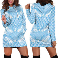 Baby Blue Mermaid Puakenikeni Maile Lei Hoodie Dress