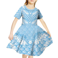 Baby Blue Mermaid Puakenikeni Maile Lei Kid Short Sleeve Dress