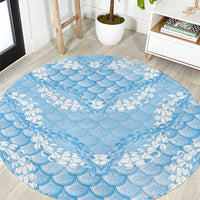 Baby Blue Mermaid Puakenikeni Maile Lei Round Carpet