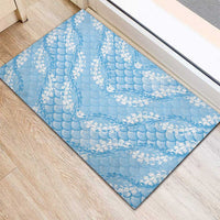 Baby Blue Mermaid Puakenikeni Maile Lei Rubber Doormat