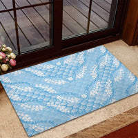 Baby Blue Mermaid Puakenikeni Maile Lei Rubber Doormat