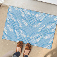 Baby Blue Mermaid Puakenikeni Maile Lei Rubber Doormat